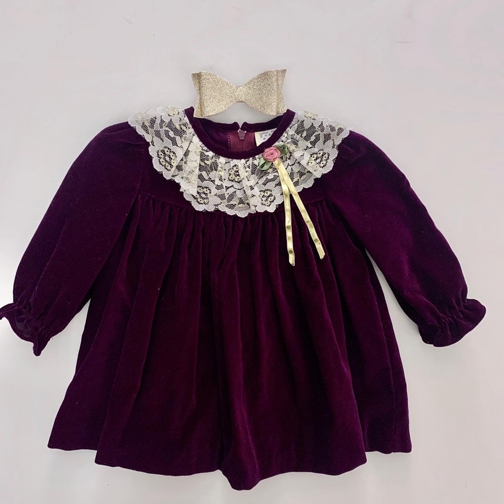 Vintage Velvet Holiday Dress: Size 12 months